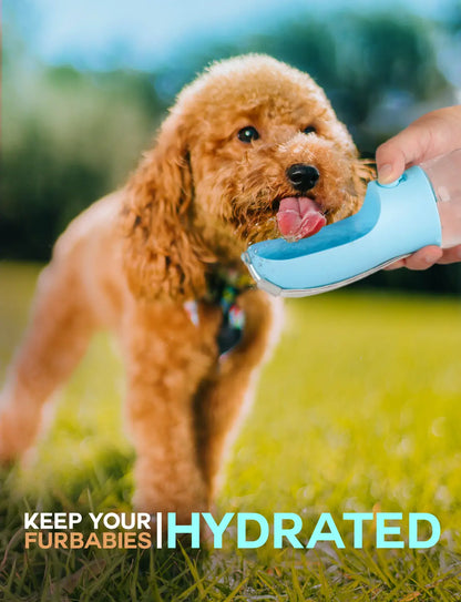 3In1 Pet Water Bottle with Built-In Filtration - 20Oz Bpa-Free Lock Seal Spill-Proof Container, Easy-To-Use, Poop Bag Dispenser, Food Storage for Travel, Hiking (Dog Feeding Supplies)