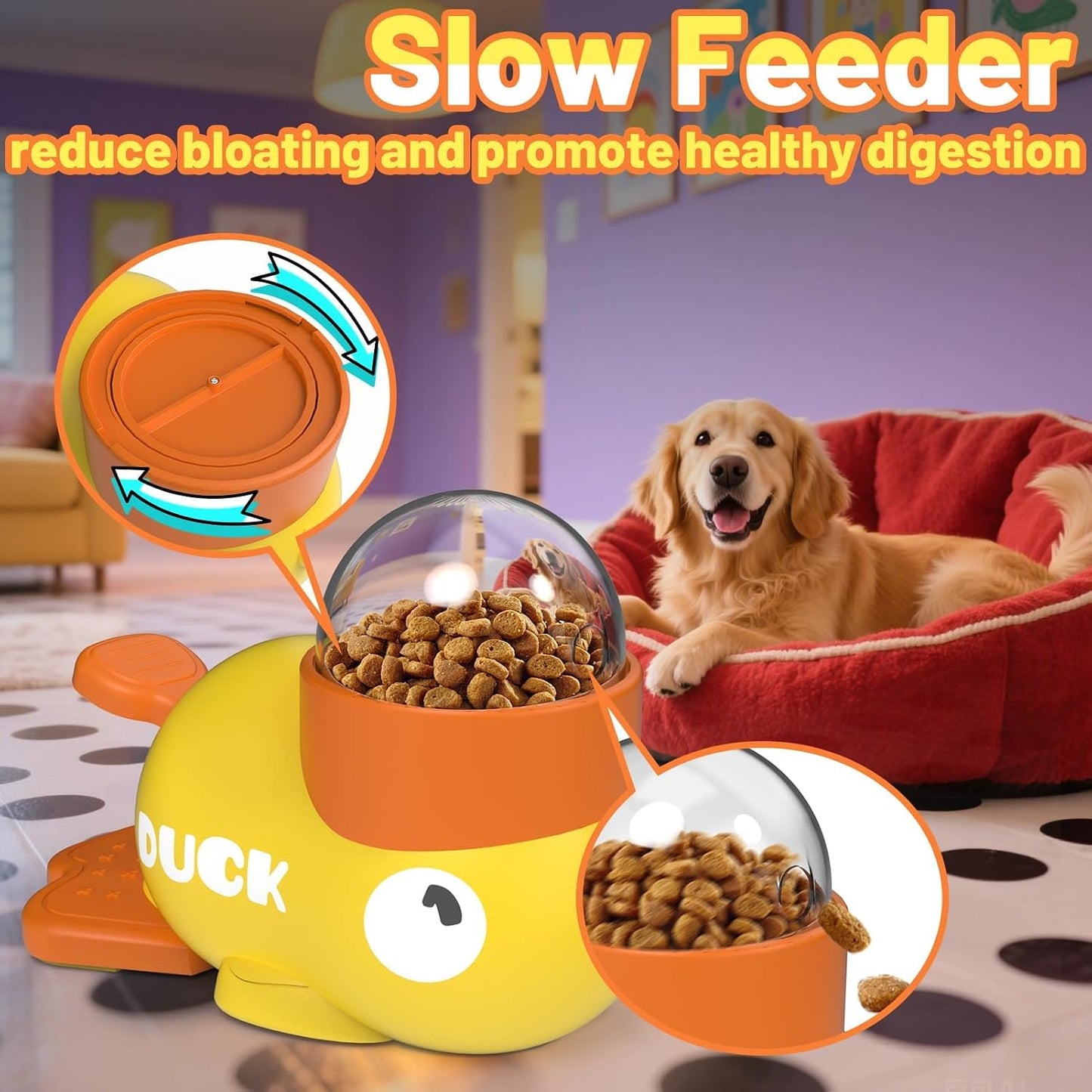Engaging Duck-Shaped Dog Treat Dispenser Toy | Interactive Slow Feeder Puzzle for Dogs & Cats - Fun, Mental Stimulation, and Healthy Eating!