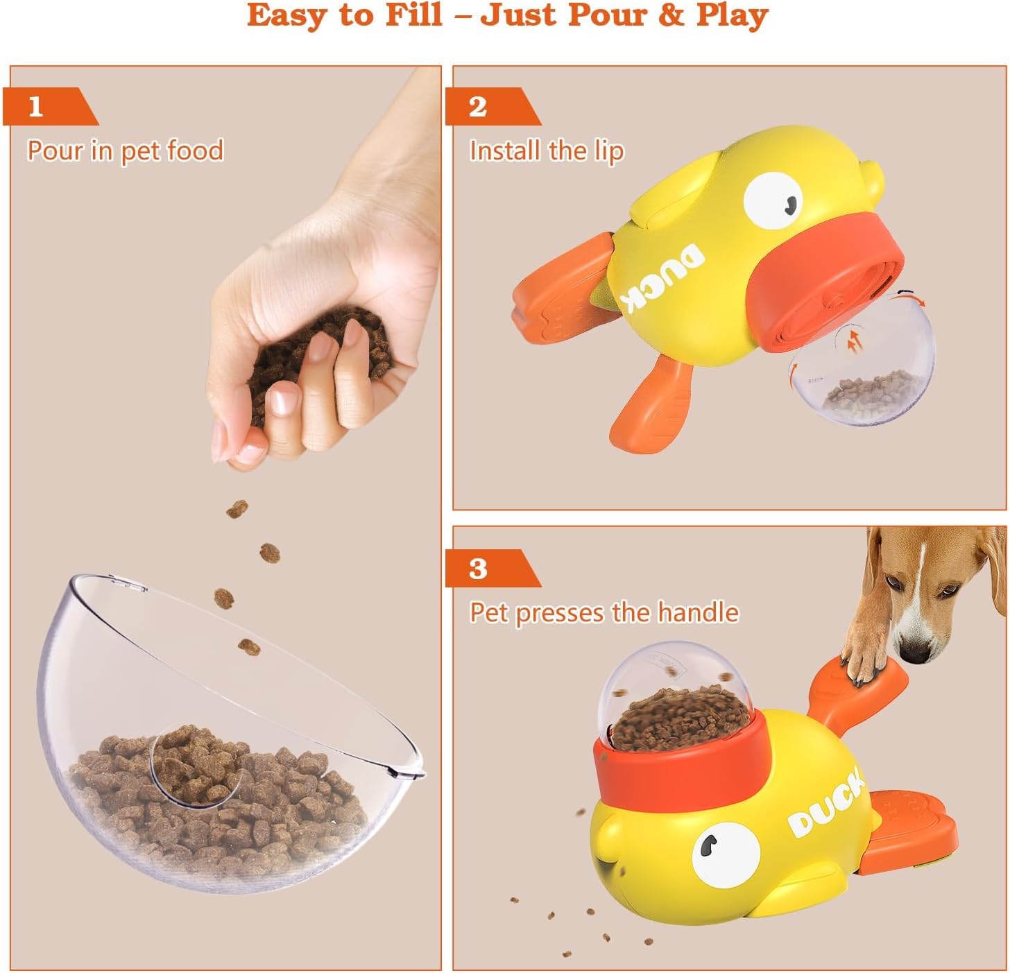 Engaging Duck-Shaped Dog Treat Dispenser Toy | Interactive Slow Feeder Puzzle for Dogs & Cats - Fun, Mental Stimulation, and Healthy Eating!