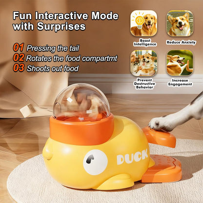 Engaging Duck-Shaped Dog Treat Dispenser Toy | Interactive Slow Feeder Puzzle for Dogs & Cats - Fun, Mental Stimulation, and Healthy Eating!