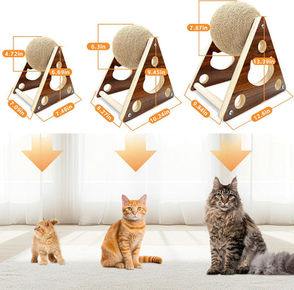 Interactive Natural Sisal Cat Scratching Ball Toy - Durable Solid Wood Base for Cats, Kittens, and Puppies with Free Catnip Included!