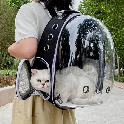 Stylish and Comfortable Pet Cat Carrying Backpack - Breathable Transparent Carrier for Dogs and Cats