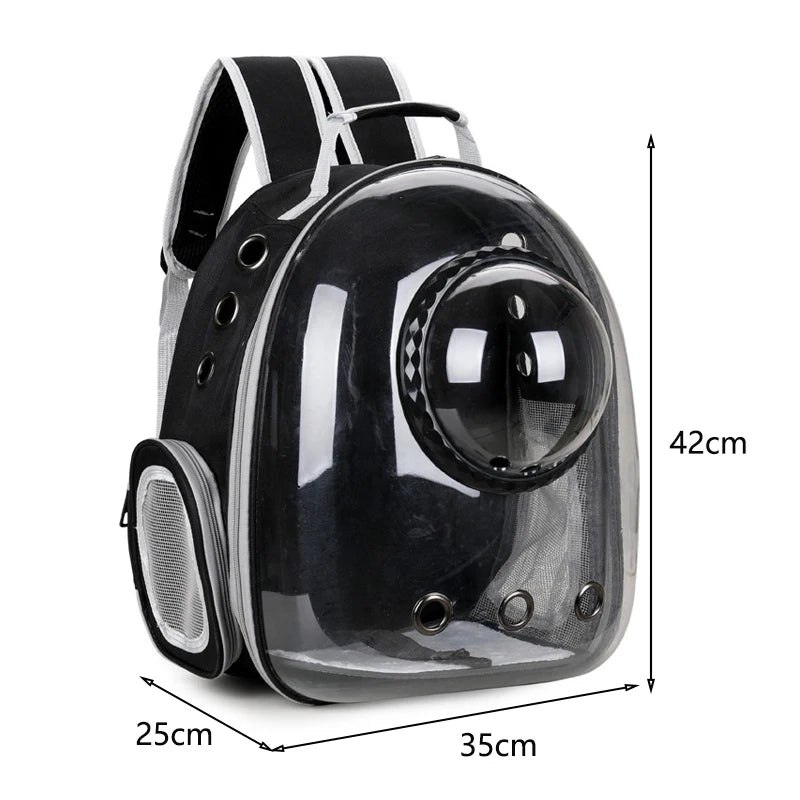 Stylish and Comfortable Pet Cat Carrying Backpack - Breathable Transparent Carrier for Dogs and Cats