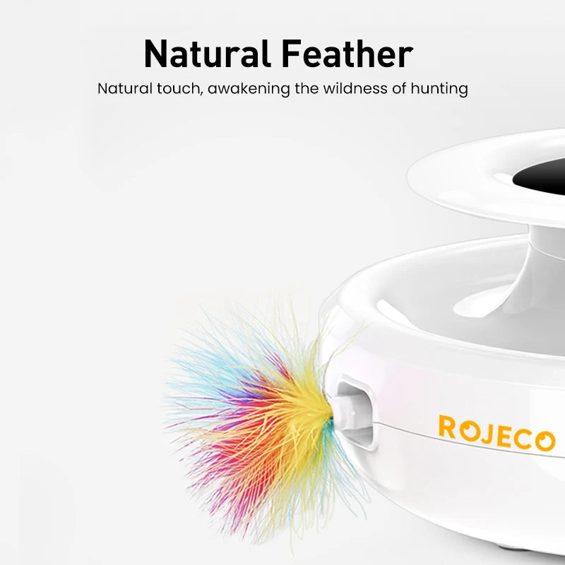 Engaging ROJECO 2-in-1 Automatic Cat Teaser Toy Set with Feather and Fun Balls - Interactive Electronic Play for Cats and Dogs!