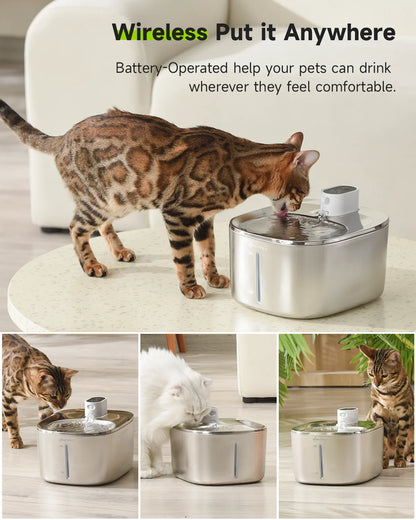 APETDOLA 4L Wireless Cat Water Fountain - The Ultimate Auto Sensor Drinking Solution for Cats and Dogs!