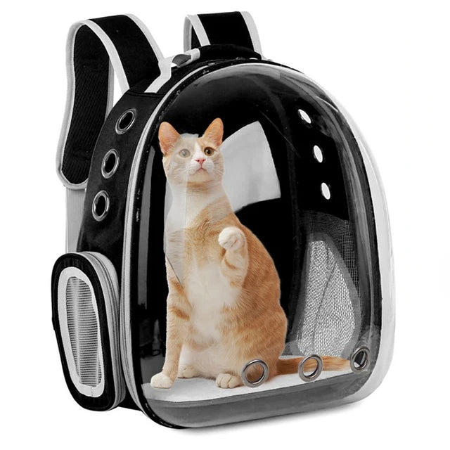 Stylish and Comfortable Pet Cat Carrying Backpack - Breathable Transparent Carrier for Dogs and Cats