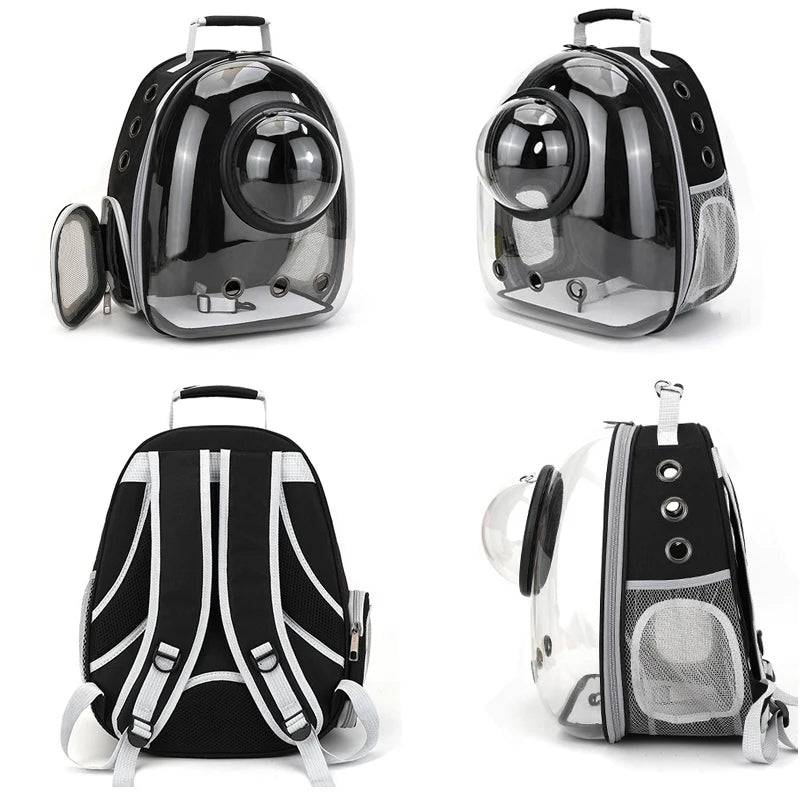 Stylish and Comfortable Pet Cat Carrying Backpack - Breathable Transparent Carrier for Dogs and Cats