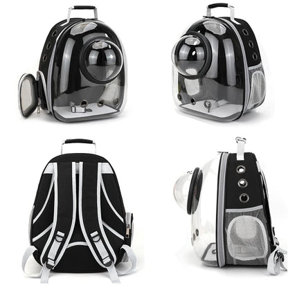 Stylish and Comfortable Pet Cat Carrying Backpack - Breathable Transparent Carrier for Dogs and Cats