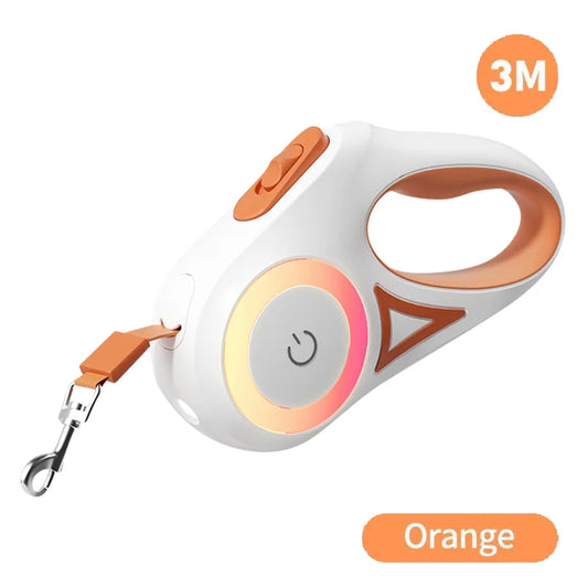 ROJECO 5M Retractable Dog Leash with LED Lights - Stylish and Safe Walking for Your Puppy