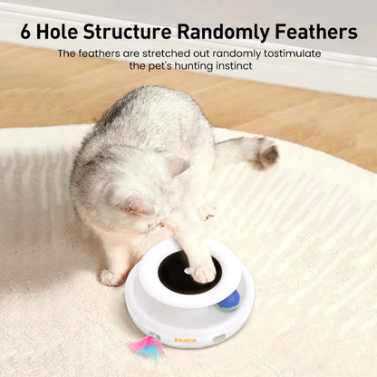 Engaging ROJECO 2-in-1 Automatic Cat Teaser Toy Set with Feather and Fun Balls - Interactive Electronic Play for Cats and Dogs!